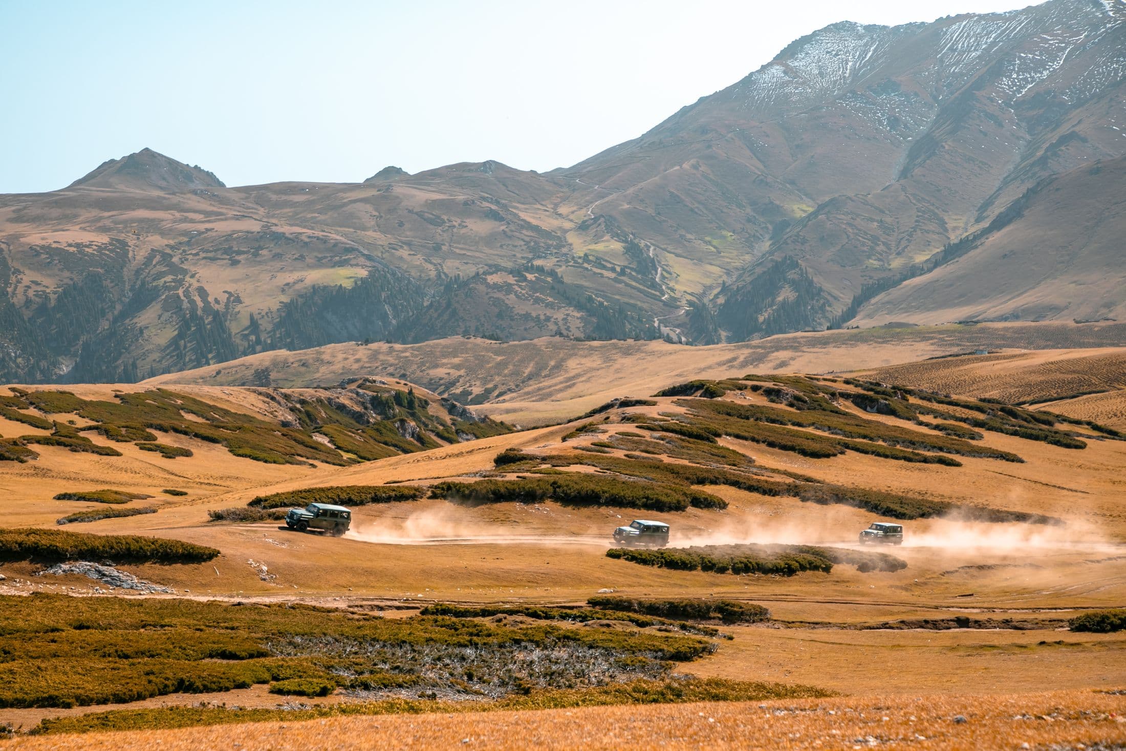 Valley floor: Dust trails in the high country